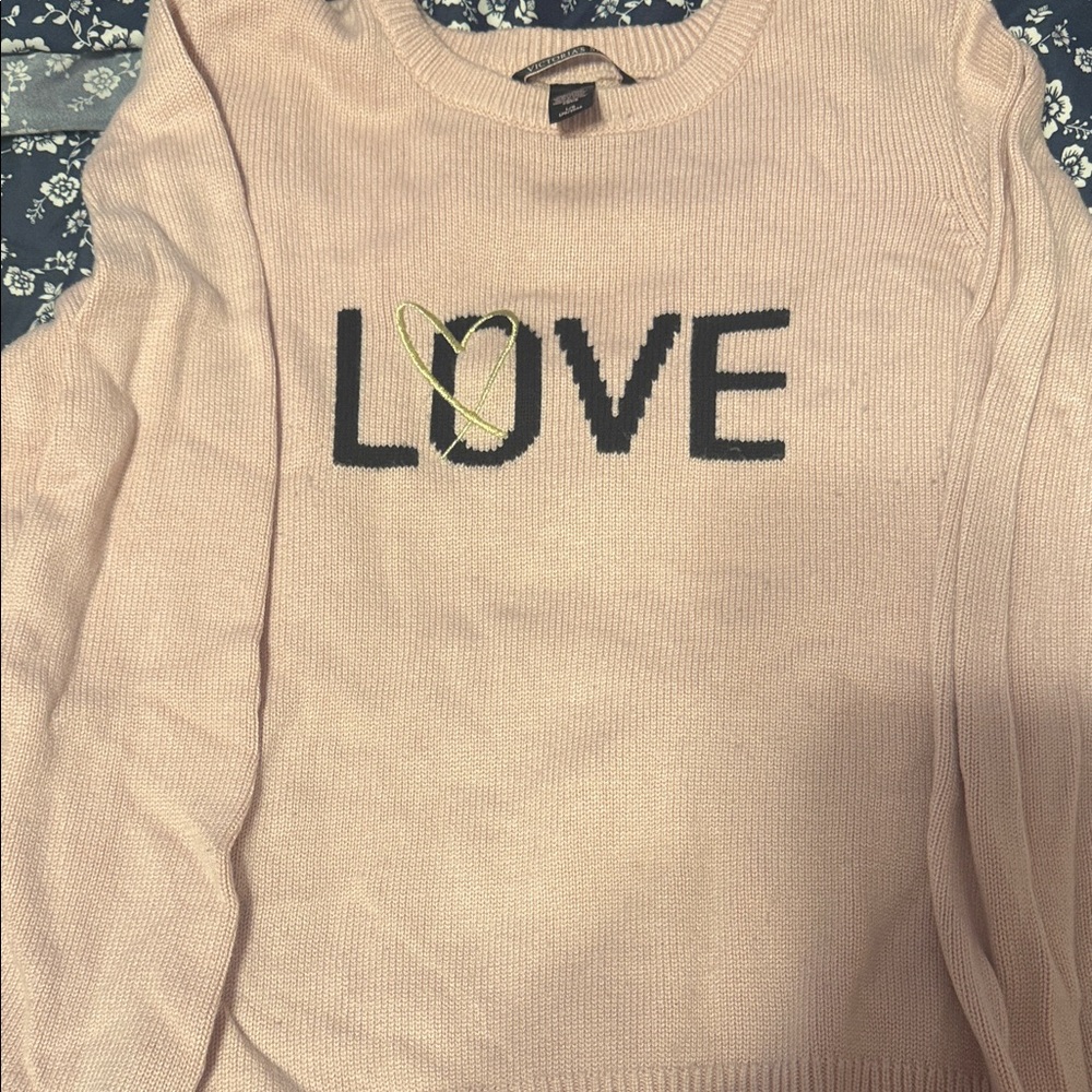 LOVE Embroidered Crewneck Sweater - Pink